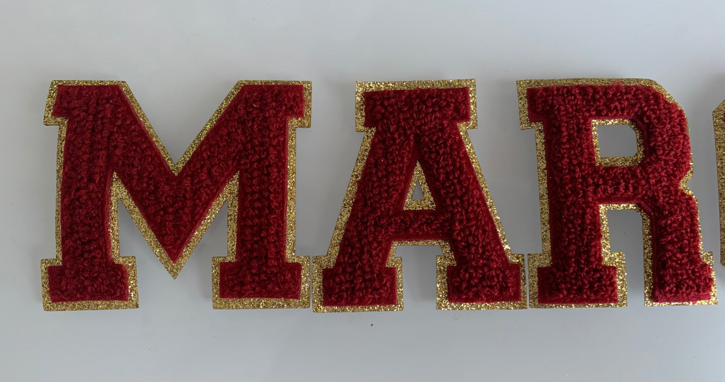 New MAROON | 2.35 Inch Chenille letters | Game day shirts | chenille patch | iron on patches | iron on letters | Game day shirts |