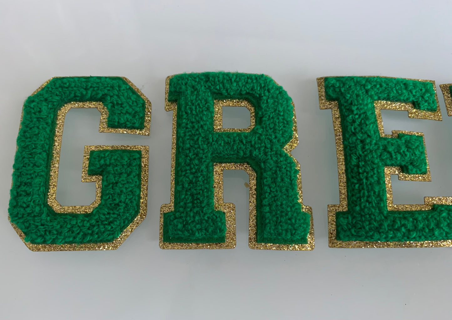 New GREEN 3 Inch Chenille letters  Gameday shirts  chenille letters  iron on patches iron on letters Christmas Sweatshirts