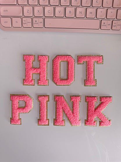 HOT PINK Chenille letters | Chenille patches | Chenille letters | iron on patch | iron on letters | letters for clothes | patch for jacket