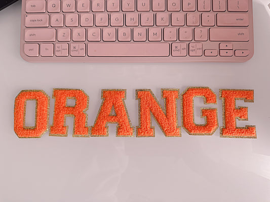 ORANGE letters | 2.35inch chenille letters  | Chenille letters | iron on patch | iron on letters | letters for sweatshirts | custom