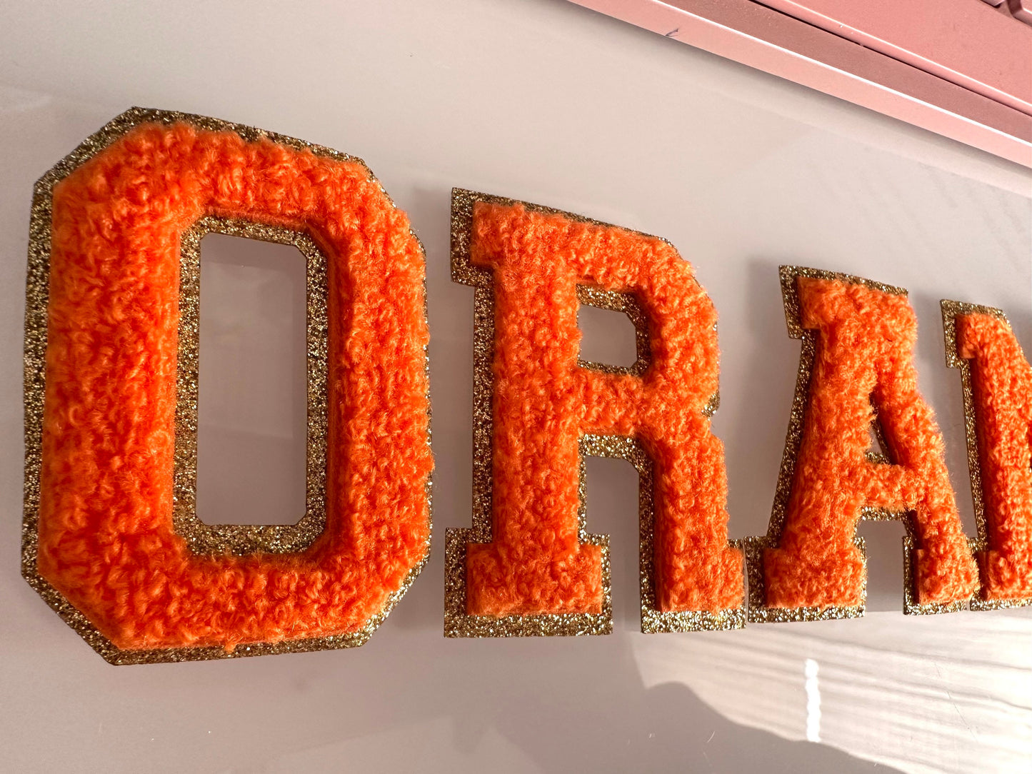 ORANGE letters | 2.35inch chenille letters  | Chenille letters | iron on patch | iron on letters | letters for sweatshirts | custom