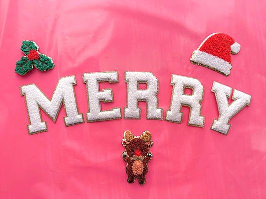 Christmas gift | 3 inch Chenille letters | Chenille letters patches | iron on patch | iron on letters | Christmas sweatshirts