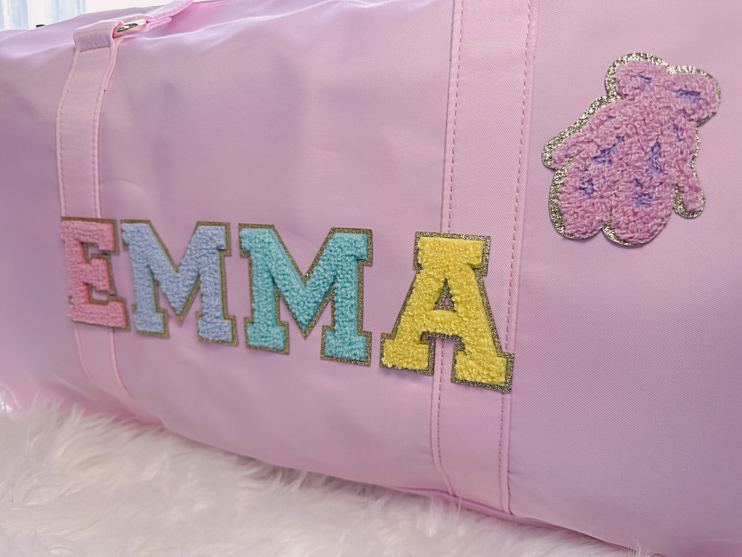 Personalized Duffle Bag with Chenille Patches