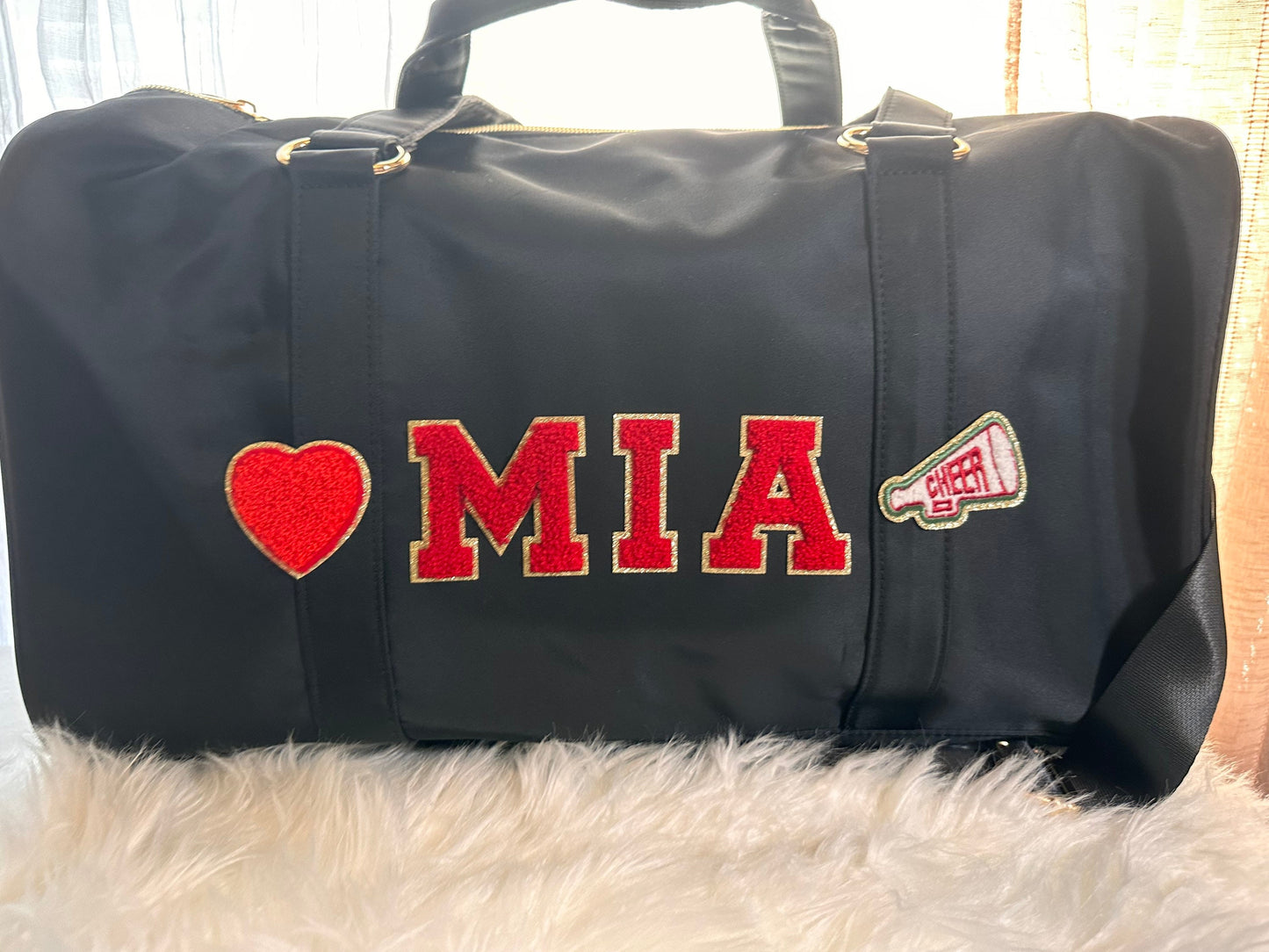 Personalized Duffle Bag with Chenille Patches