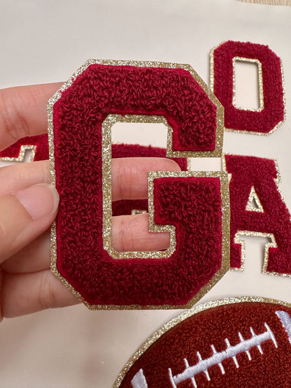 New MAROON | 3 Inch Chenille letters | Game day shirts | chenille patch | iron on patch | iron on letters | Game day shirts |